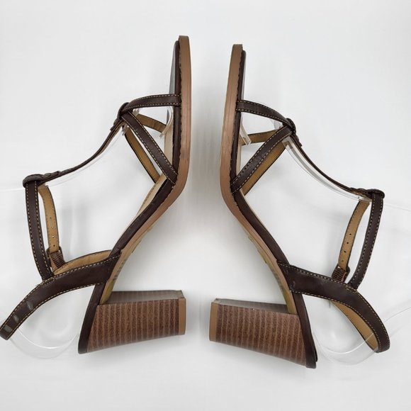 Predictions Brown Strappy Chunky Heel Sandals SZ 7.5 - Picture 8 of 14